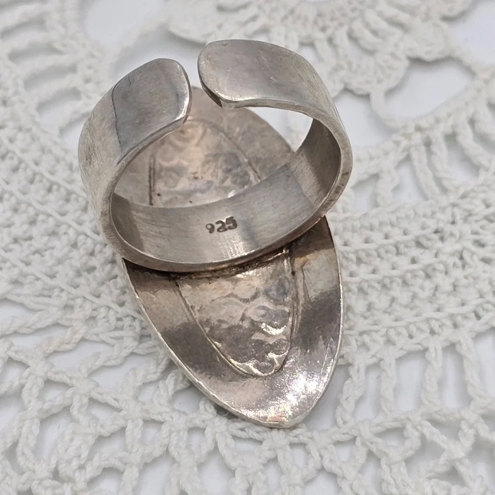 Sterling Silver 925 Shield Ring Statement Modernist Size 8 9g